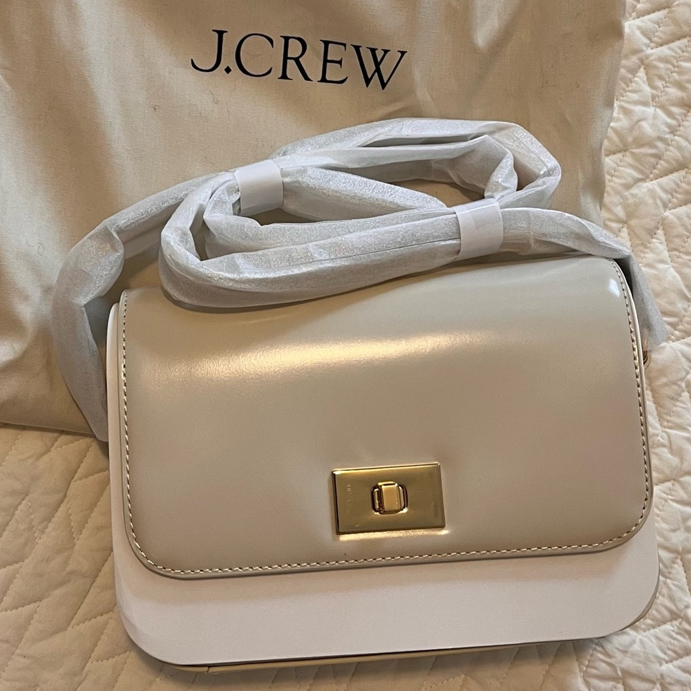 J. Crew Edie Leather Crossbody Bag - Cream White - NWT
